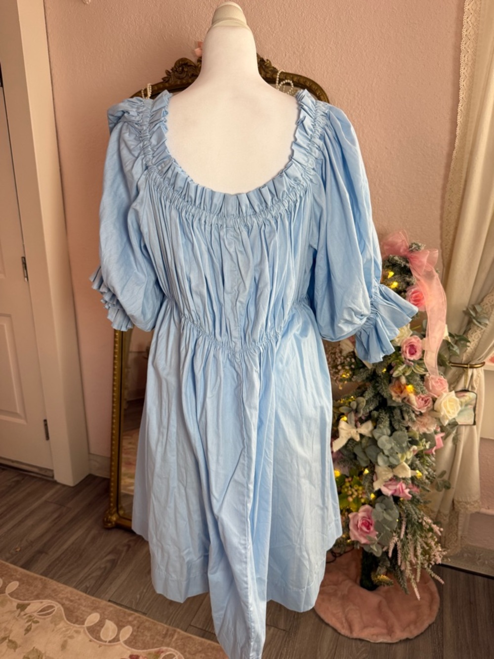 ELF Light Blue Ruffled Mini Dress - Picture 3 of 3